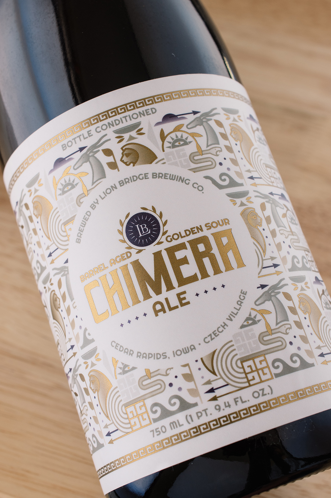 Lion Bridge Brewing Company Chimera Barrel Aged Sour Beer Bottle Label Design Megan Lynn Creative