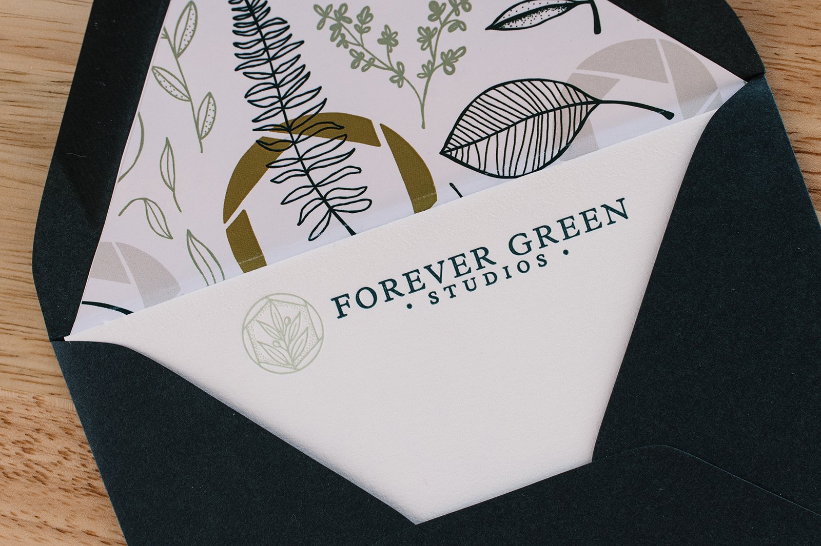 letterpress notecards with custom botanical illustration envelope liners graphic designer cedar rapids